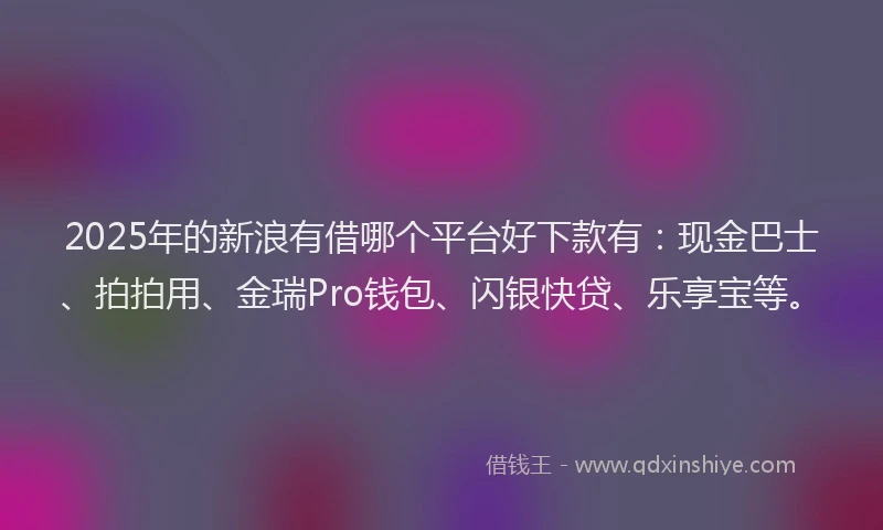 2025年的新浪有借哪个平台好下款有：现金巴士、拍拍用、金瑞Pro钱包、闪银快贷、乐享宝等。