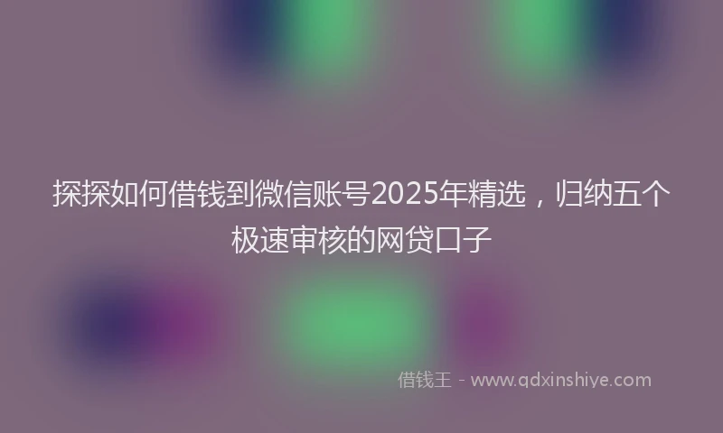 探探如何借钱到微信账号2025年精选，归纳五个极速审核的网贷口子