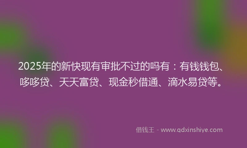 2025年的新快现有审批不过的吗有：有钱钱包、哆哆贷、天天富贷、现金秒借通、滴水易贷等。