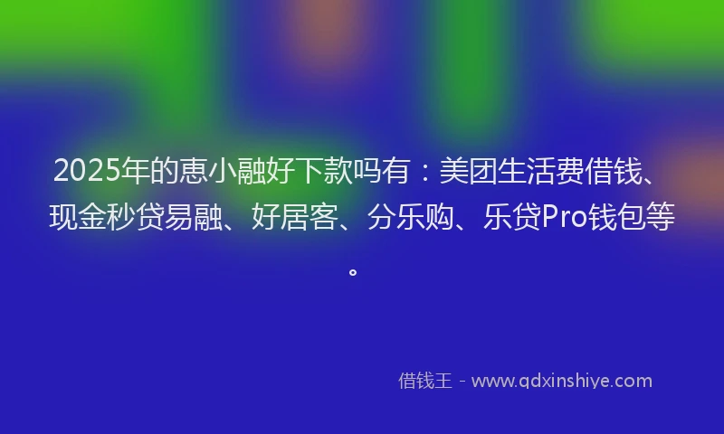 2025年的恵小融好下款吗有：美团生活费借钱、现金秒贷易融、好居客、分乐购、乐贷Pro钱包等。