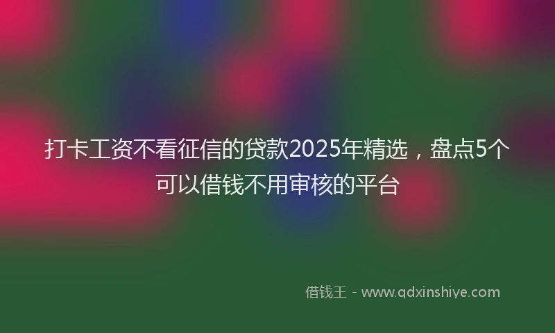 打卡工资不看征信的贷款2025年精选，盘点5个可以借钱不用审核的平台