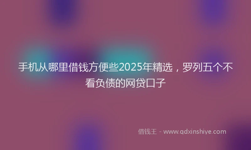手机从哪里借钱方便些2025年精选，罗列五个不看负债的网贷口子