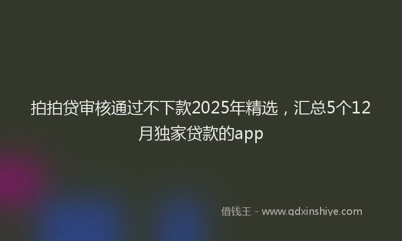 拍拍贷审核通过不下款2025年精选，汇总5个12月独家贷款的app