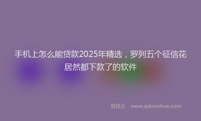 手机上怎么能贷款2025年精选，罗列五个征信花居然都下款了的软件