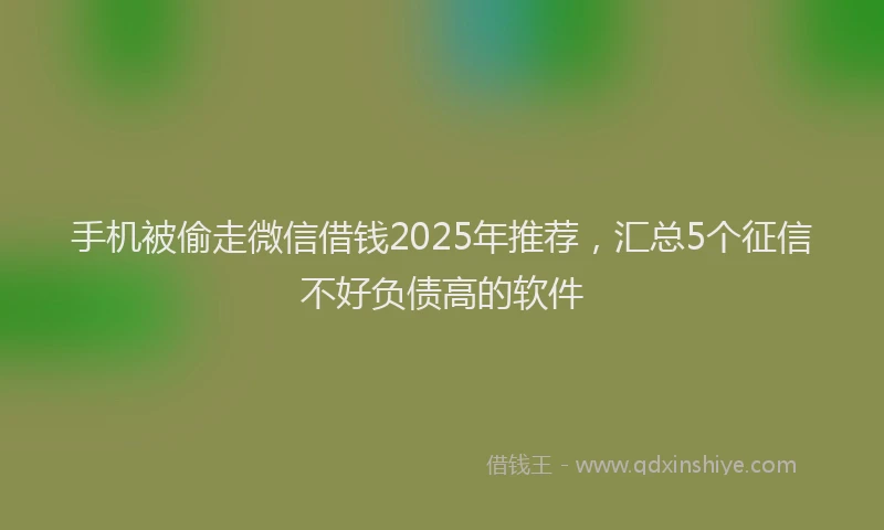 手机被偷走微信借钱2025年推荐，汇总5个征信不好负债高的软件