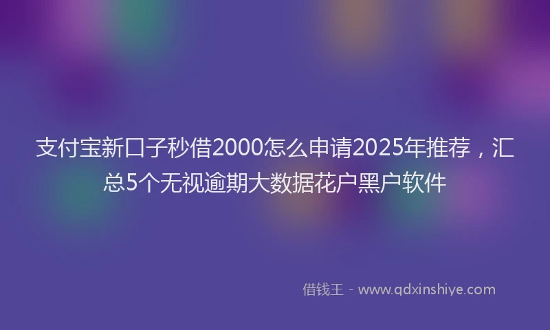 支付宝新口子秒借2000怎么申请2025年推荐，汇总5个无视逾期大数据花户黑户软件