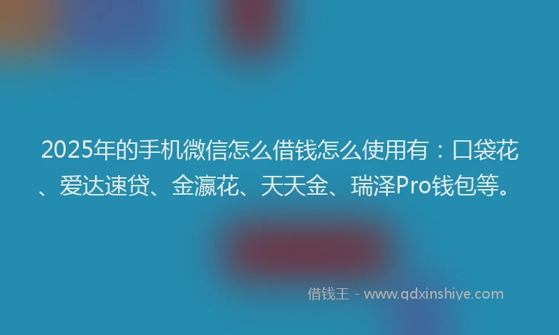 2025年的手机微信怎么借钱怎么使用有：口袋花、爱达速贷、金瀛花、天天金、瑞泽Pro钱包等。