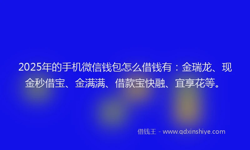 2025年的手机微信钱包怎么借钱有：金瑞龙、现金秒借宝、金满满、借款宝快融、宜享花等。