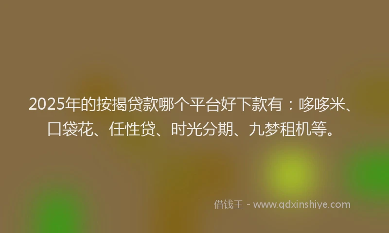 2025年的按揭贷款哪个平台好下款有：哆哆米、口袋花、任性贷、时光分期、九梦租机等。