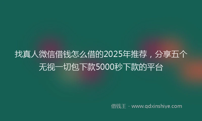 找真人微信借钱怎么借的2025年推荐，分享五个无视一切包下款5000秒下款的平台