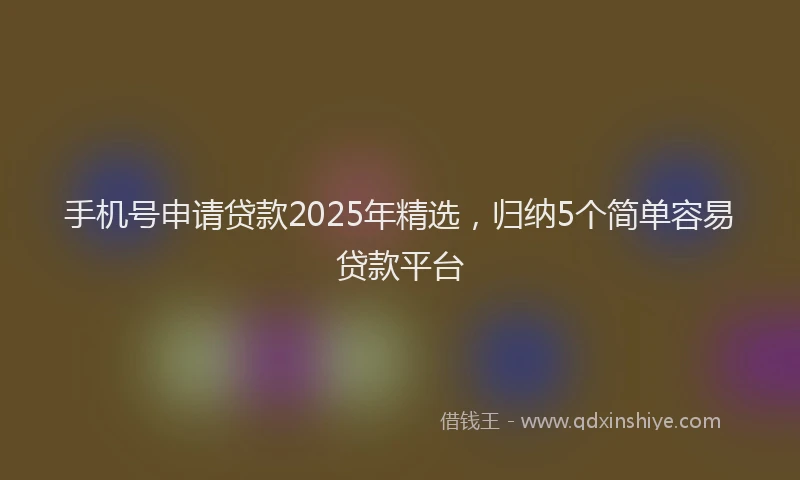 手机号申请贷款2025年精选，归纳5个简单容易贷款平台