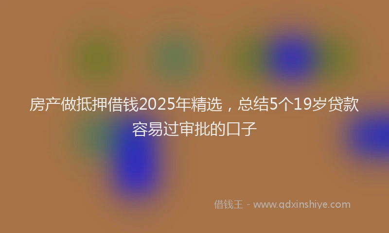 房产做抵押借钱2025年精选，总结5个19岁贷款容易过审批的口子