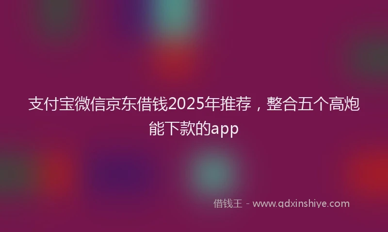 支付宝微信京东借钱2025年推荐，整合五个高炮能下款的app
