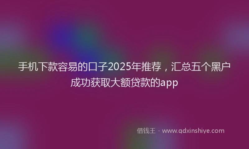 手机下款容易的口子2025年推荐，汇总五个黑户成功获取大额贷款的app