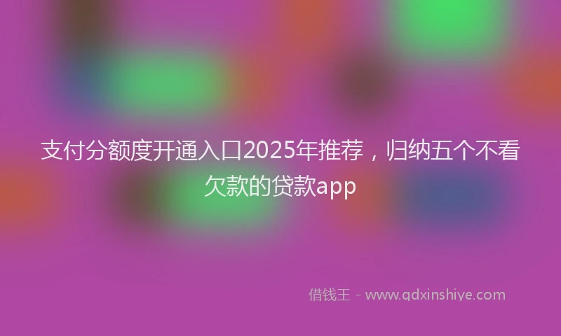 支付分额度开通入口2025年推荐，归纳五个不看欠款的贷款app