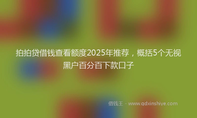 拍拍贷借钱查看额度2025年推荐，概括5个无视黑户百分百下款口子