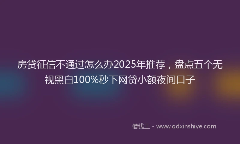 房贷征信不通过怎么办2025年推荐，盘点五个无视黑白100%秒下网贷小额夜间口子
