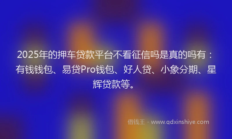 2025年的押车贷款平台不看征信吗是真的吗有：有钱钱包、易贷Pro钱包、好人贷、小象分期、星辉贷款等。