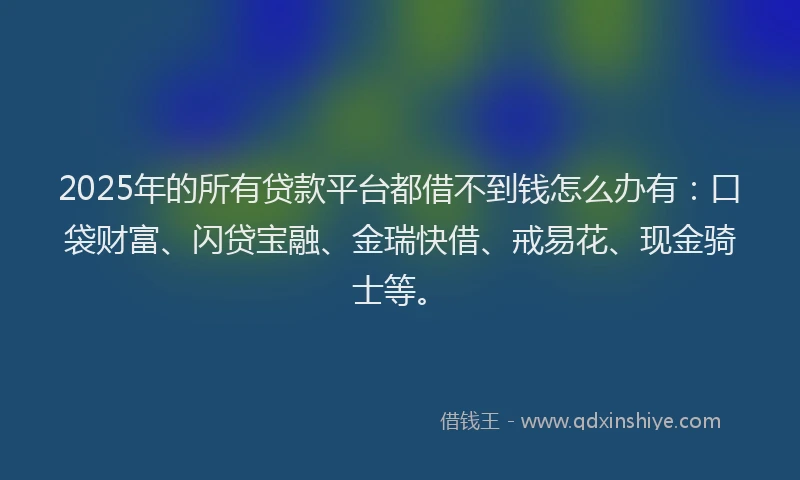 2025年的所有贷款平台都借不到钱怎么办有：口袋财富、闪贷宝融、金瑞快借、戒易花、现金骑士等。