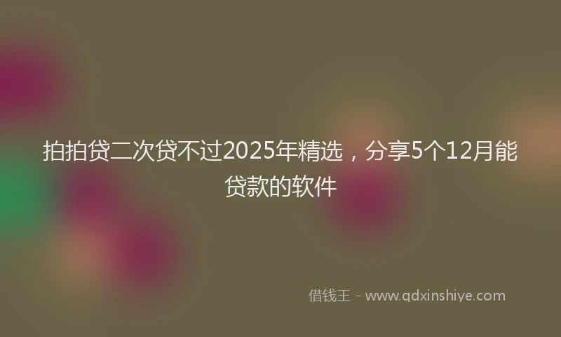 拍拍贷二次贷不过2025年精选，分享5个12月能贷款的软件