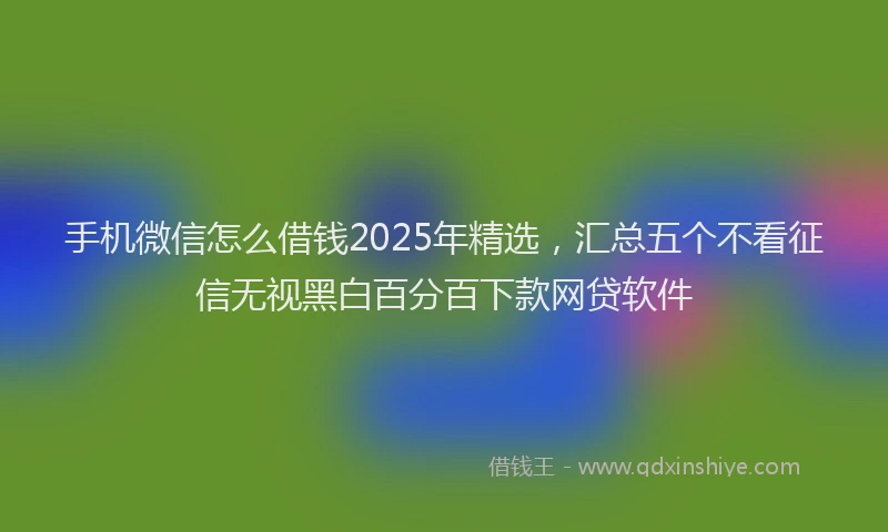 手机微信怎么借钱2025年精选，汇总五个不看征信无视黑白百分百下款网贷软件