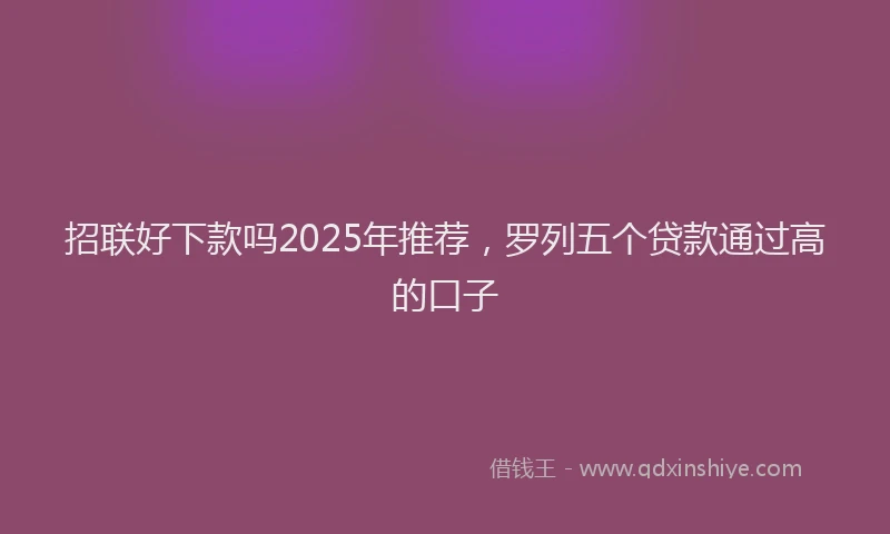 招联好下款吗2025年推荐，罗列五个贷款通过高的口子