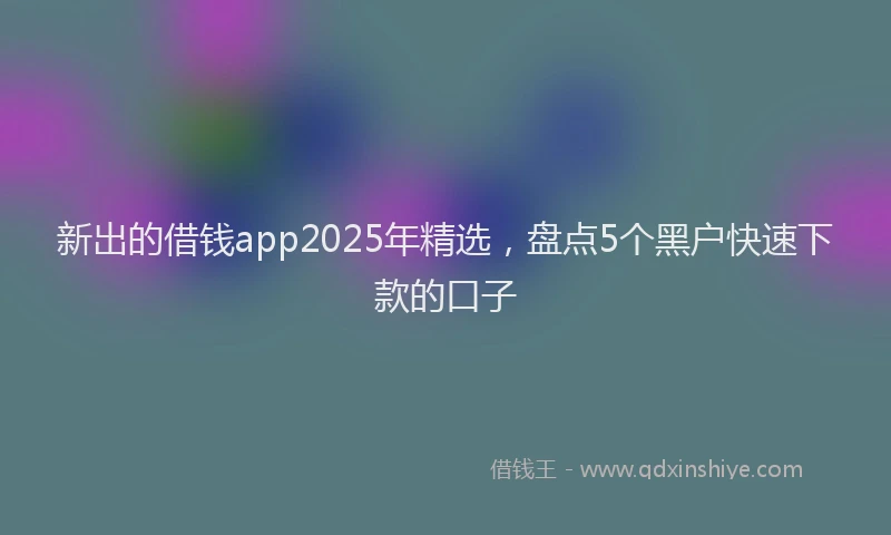 新出的借钱app2025年精选，盘点5个黑户快速下款的口子