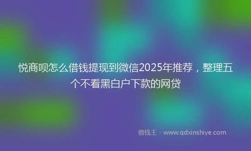 悦商呗怎么借钱提现到微信2025年推荐，整理五个不看黑白户下款的网贷