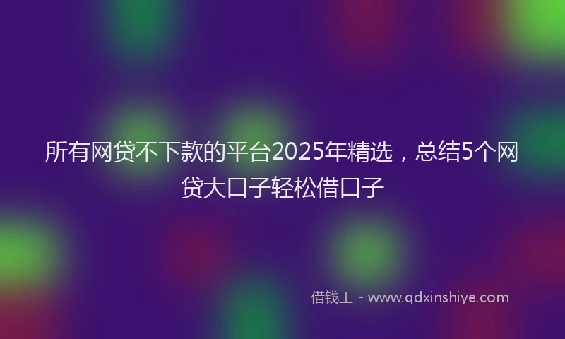 所有网贷不下款的平台2025年精选，总结5个网贷大口子轻松借口子