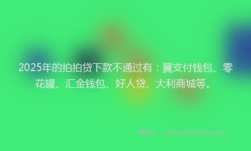 2025年的拍拍贷下款不通过有：翼支付钱包、零花罐、汇金钱包、好人贷、大利商城等。