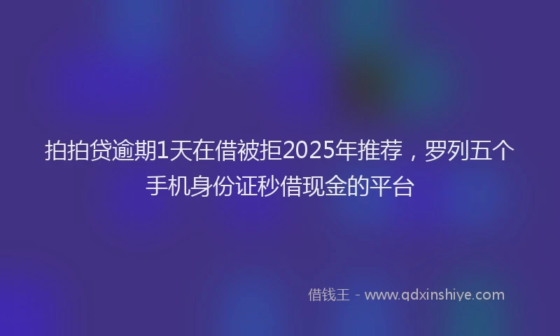 拍拍贷逾期1天在借被拒2025年推荐，罗列五个手机身份证秒借现金的平台