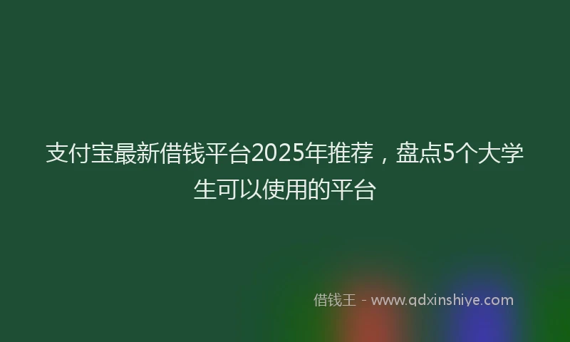 支付宝最新借钱平台2025年推荐，盘点5个大学生可以使用的平台