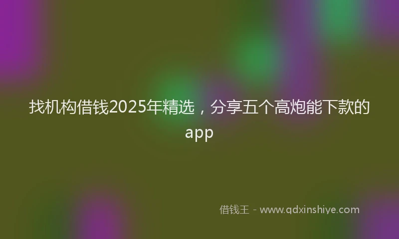 找机构借钱2025年精选，分享五个高炮能下款的app