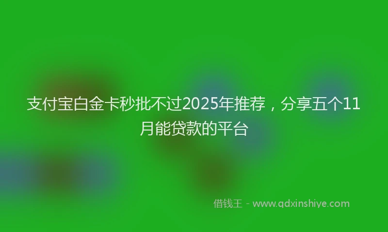 支付宝白金卡秒批不过2025年推荐，分享五个11月能贷款的平台