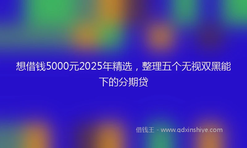 想借钱5000元2025年精选，整理五个无视双黑能下的分期贷