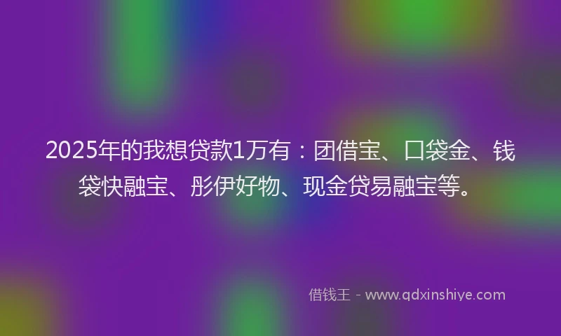 2025年的我想贷款1万有：团借宝、口袋金、钱袋快融宝、彤伊好物、现金贷易融宝等。