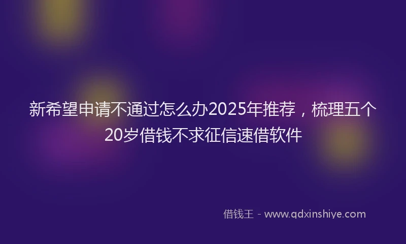 新希望申请不通过怎么办2025年推荐，梳理五个20岁借钱不求征信速借软件