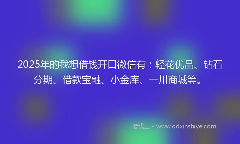2025年的我想借钱开口微信有：轻花优品、钻石分期、借款宝融、小金库、一川商城等。