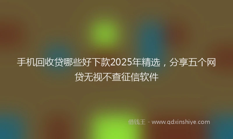 手机回收贷哪些好下款2025年精选，分享五个网贷无视不查征信软件