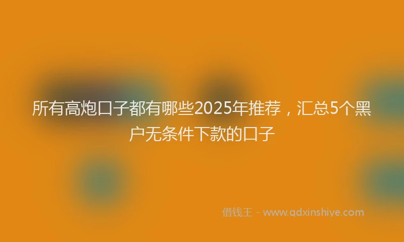 所有高炮口子都有哪些2025年推荐，汇总5个黑户无条件下款的口子