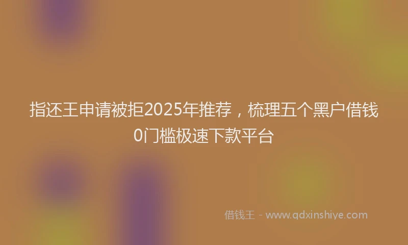 指还王申请被拒2025年推荐，梳理五个黑户借钱0门槛极速下款平台