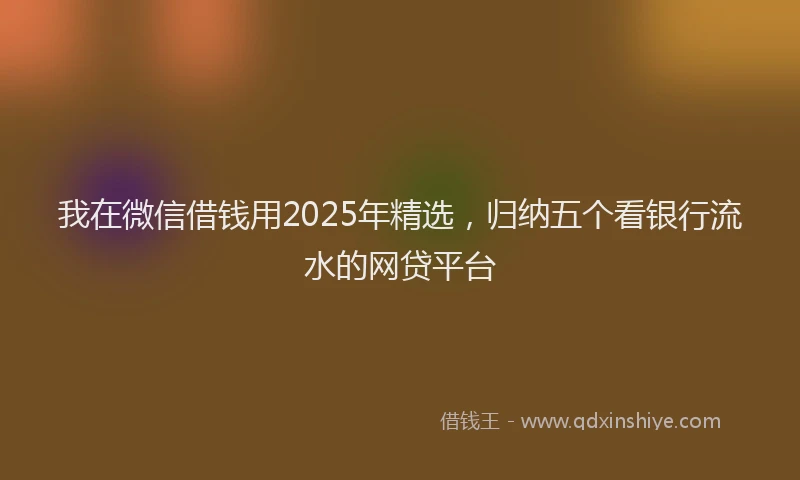 我在微信借钱用2025年精选，归纳五个看银行流水的网贷平台