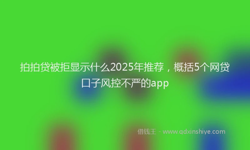 拍拍贷被拒显示什么2025年推荐，概括5个网贷口子风控不严的app