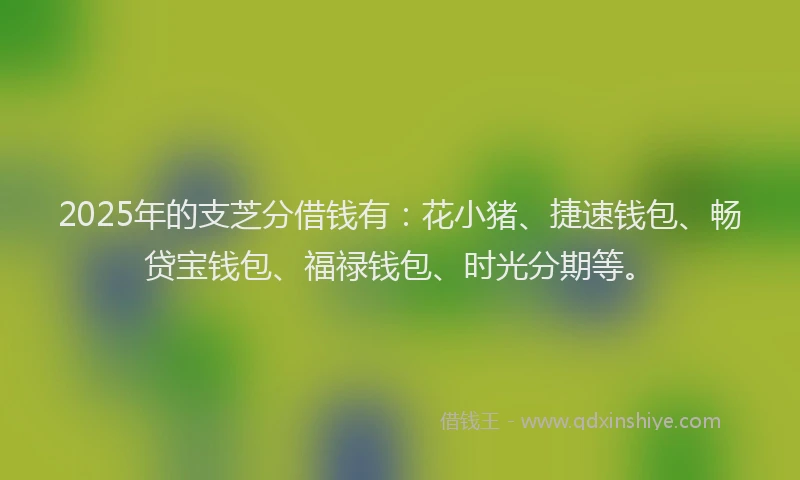 2025年的支芝分借钱有：花小猪、捷速钱包、畅贷宝钱包、福禄钱包、时光分期等。