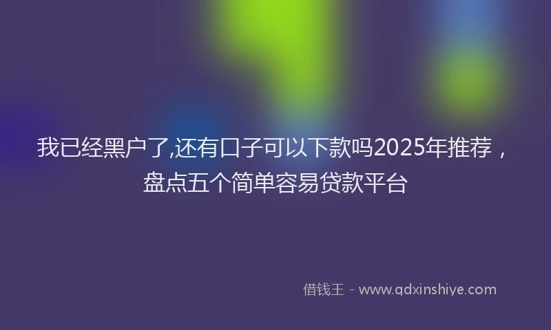 我已经黑户了,还有口子可以下款吗2025年推荐，盘点五个简单容易贷款平台
