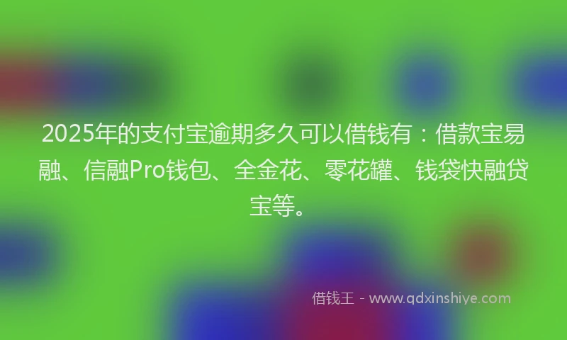 2025年的支付宝逾期多久可以借钱有：借款宝易融、信融Pro钱包、全金花、零花罐、钱袋快融贷宝等。