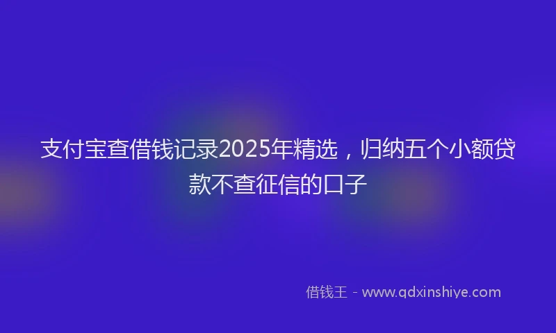 支付宝查借钱记录2025年精选，归纳五个小额贷款不查征信的口子