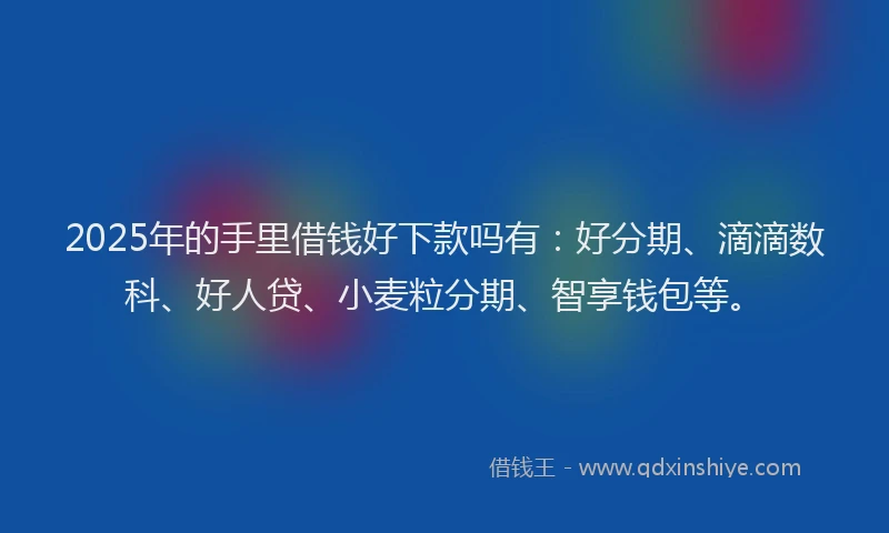 2025年的手里借钱好下款吗有：好分期、滴滴数科、好人贷、小麦粒分期、智享钱包等。