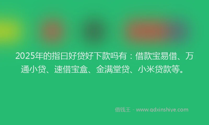 2025年的指曰好贷好下款吗有：借款宝易借、万通小贷、速借宝盒、金满堂贷、小米贷款等。