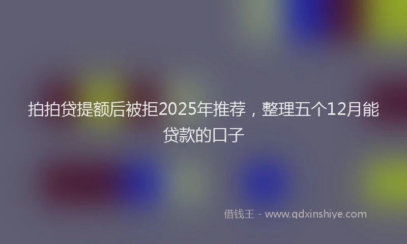 拍拍贷提额后被拒2025年推荐，整理五个12月能贷款的口子